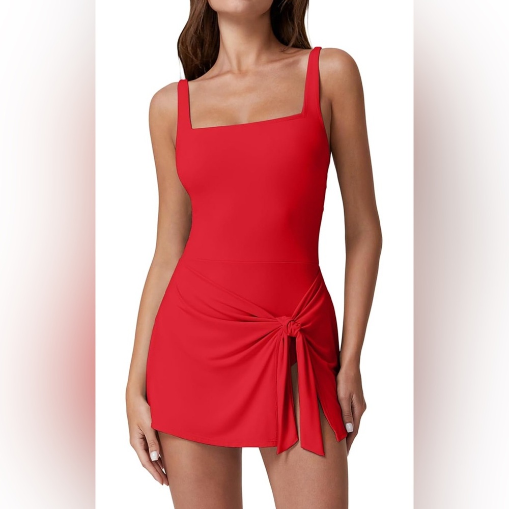 RED Elegant Tie-Front SWIM Dress FOR WOMEN *NEW*